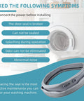 Upgraded MDS47123619 Washer Door Gasket Replacement For LG Kenmore Front Load Washers Durable Silicone Seal To Stop Leaks And Keep Your Washer Humming Easy Install Wear Resistant Corrosion Resistant Door Boot gray washer door gasket shown with leak and odor symptom text