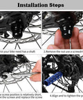 Installation steps for Three Eighths Inch Aluminum Bike Pegs Set With 26 Teeth Anti Skid Foot Pedals, showing mounting on bike axle.