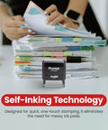 Self Inking Rubber Stamp For Quick, Clean Marks At Home Or Office, Large Impression Area Nine Sixteenths By One And A Half Inches, Refillable Ink For Long Lasting Use on desk