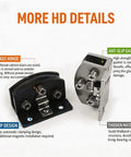 Heavy Duty No Drill Glass Door Hinges 4 to 7 Mm Glass, silver zinc alloy front clamp, anti-slip gasket, close-up view.