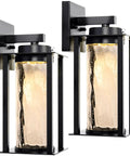 Two Pack Dusk To Dawn Outdoor Wall Lanterns With Waterproof Black Sconces, Clear Glass Exterior Light Fixtures For House Garage Patio Front Door Easy Install Bulbs Included Weather Resistant