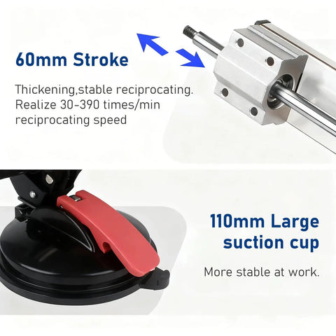 Kickin 65Mm Stroke Electric Telescopic Linear Actuator With Variable Speed Reciprocating DC Motor Kit features 60mm stroke and 110mm suction cup.