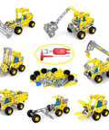 7 In 1 STEM Vehicle Kit For Kids Ages 8 9 10 11 12 Plus 180 Piece Construction Set For Building Forklift Dump Truck Crane Bulldozer