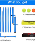Portable Pickleball Net Set For Driveway With Regulation 22 Foot Net Weather Resistant Steel Frame Easy Setup Includes Carrying Bag And Four Pickleballs For Backyard Fun And Casual Matches components shown