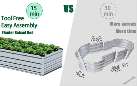 Two-Piece Galvanized Raised Garden Bed Kit 10 By 3 By 1 Feet Outdoor Planters For Vegetables Flowers And Herbs comparison