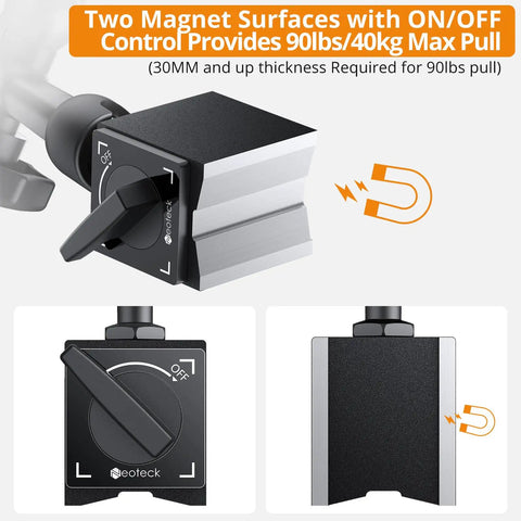 Magnetic base feature of Dial Test Indicator Set With Magnetic Base And Storage Case 0-0.03 Inch Readout for machine setups