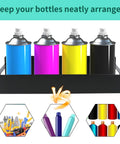 Front view of 8 Pack Magnetic Spray Can Holders Wall Mounted Set For Garage And Home Workshop with spray cans displayed.