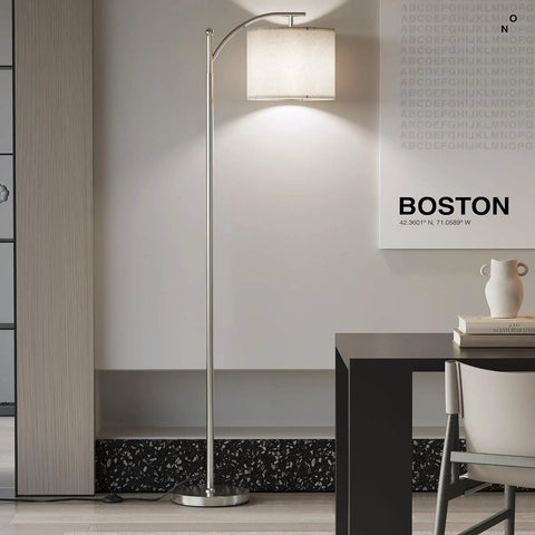 Arc Floor Lamp With Remote Control And Stepless Dimming, 9W Bulb, Adjustable Color Temperature, in a modern interior
