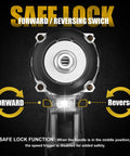 Ecarke 1/2 Inch Cordless Impact Wrench With Brushless Motor And Led Light showing safe lock switch for forward and reverse functions.
