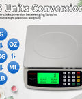 40Kg Commercial Digital Kitchen Scale With Tare Function featuring unit conversion display and stainless steel platform
