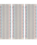 Three Must Have MB 102 Breadboard 830 Point Solderless Prototype PCB Board DIY Kit for Arduino Projects aligned side by side