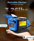 Electric Drill Bit Sharpener 110V Multifunction Grinding Tool for knives scissors chisels with adjustable angle shown on hand