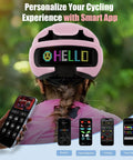 Women's LED Bike Helmet Go-To With Turn Signals And Brake Light, USB Rechargeable, pink helmet with app display features