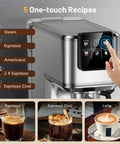 Heavy Hitter 20 Bar Espresso Machine Featuring A Sleek Beige Finish Built In Frother For Silky Lattes Quick Cold Brew Option And Zero Hassle Daily Grind Routine user interface with one-touch recipe options.