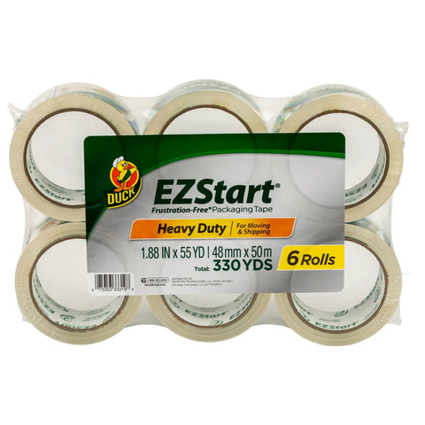 EZ Start Clear Packing Tape Refills For Shipping Moving And Storage 6 Rolls 1.88 Inch By 55 Yards Quiet Easy Start Tape