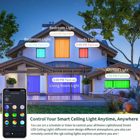 Smart LED Ceiling Light Flush Mount With WiFi Voice Controlled 35W 12 Inch Color Changing RGB Dimmable Sleek Low Profile Fixture Compatible With Alexa And Google Home for various room lighting settings at night