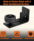 Sliding Barn Door Floor Guide Kit Two Pack With Bottom Adjustable Stay Roller Carbon Steel Black Finish Close-Up View