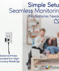 Smart WiFi Temperature And Humidity Sensor With Built In Buzzer And Email Text Alerts, seamless setup in living room.