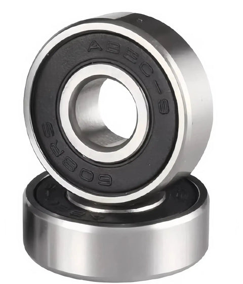 Close-up of Sixteen Pack 608 RS Ball Bearings For Skateboards Inline Skates Scooters Double Rubber Sealed 8x22x7mm ABEC 9