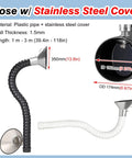 No Sweat Flexible Fume Extractor Hose With 6.2 Inch Diameter And 5 Foot Reach Engineered For HVAC Woodworking And Lab Dust Control, showing black and white hoses with stainless steel ends.