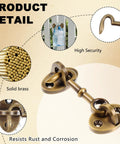 Heavy Duty Brass Hook And Eye Latch For Outdoor Gates And Barn Doors Built Like A Tank With An Antique Bronze Coating, solid brass detail.