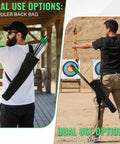 Archery Quiver For Back Or Hip Carry Adjustable Arrow Holder, dual use, with shoulder strap and lightweight design in black.