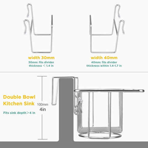 5 In 1 Sponge Holder For Kitchen Sink Space Saving SUS304 Stainless Steel Organizer No Drilling Or Adhesive Two Ways To Install Holds 2 Sponges 1 Dish Cloth 1 Brush And 2 Sink Strainers