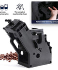 Removable brewing group part of Super Automatic Espresso Maker Bean To Cup Coffee Machine One Touch Milk Frother Silver Edition.