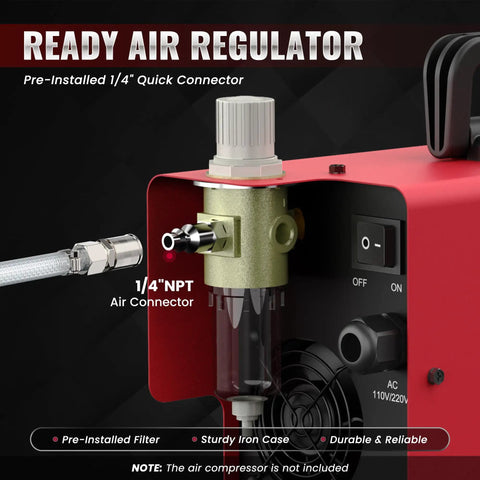 Close-up of air connector on Pilot Arc Plasma Cutter With LED Display And Air Sensor 50A Dual Voltage 110 220V Pro Grade Machine