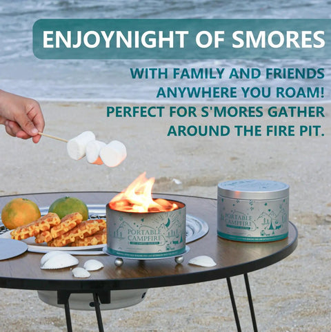 Portable Tabletop Campfire Pit For Camping And Backyard Hangouts Date Night Smores Fire Pit Reusable Burn Time 3-5 hours on beach.