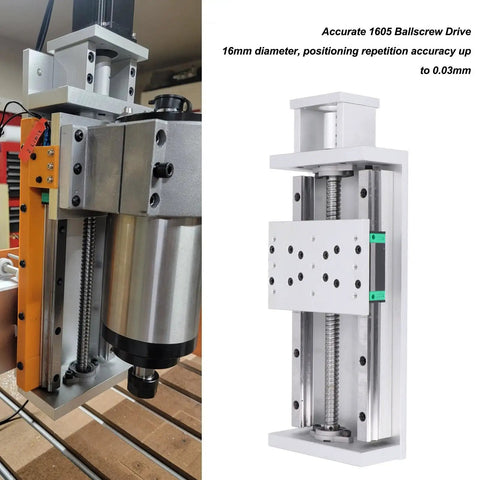 Premium 200 Millimeter Electric Linear Slide Table With 1605 Ball Screw And Limit Switch For Nema23 Motor Mount Integration and CNC with detailed drive view.