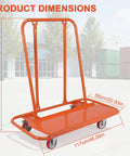 Beefed Up Heavy Duty Steel Drywall Cart With Detachable Handcart Mobile Tool Cart dimensions shown for warehouse loading