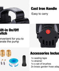 Beast Of A Portable Cast Iron 1/2 HP Water Transfer Pump with built-in On/Off switch and included accessories