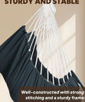 Hammock Chair Swing With Steel Spreader Bar Supports Up To 500 Lbs Two Cushions Included Portable Hanging Chair close-up of macrame.