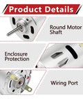 Image showcasing details of the 2 Pack 12V DC RV Fan Motor Replacement Kit for Roof Vents, emphasizing shaft, enclosure, and wiring port.