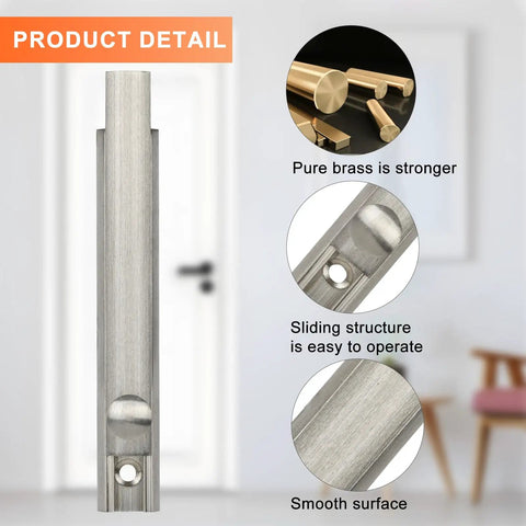 Heavy Duty Solid Brass Surface Bolt 4 Inch Smooth Operator Flush Latch With Satin Nickel Finish And Dual Strike Plates For Real World Door Security
