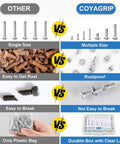 Comparison image showing differences between single size rusty screws and Ultimate 121 Piece Nuts And Bolts Kit with rustproof finish.