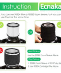 Instruction image for using 90304 filter or 90585 foam sleeve with Three Pack Foam Sleeve Filters And Three Pack Wet Dry Vacuum Filters For 5 Gallon And Up Vacuums VF2002 Dry Discs With Three Retaining Bands Replacement 9058500 And 9010700 Fit Most 5 Gallon And Up Vacuums
