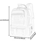 Rugged Hiking Backpack For Outdoor Adventures And Weekend Trips, ventilated back panel, 48x33x22cm size diagram