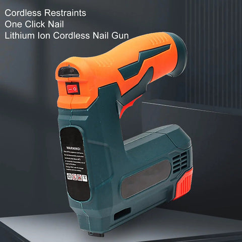 Shop Grade Cordless Brad Nailer Wireless Nail Gun With USB Charging, lithium ion tool with ergonomic handle for easy use.