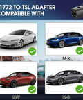 J1772 To Tesla Adapter Level 1 Level 2 EV Charger Straight Up Rock Solid 240 Volt AC 80 Amp Portable Charging Rig for Model S, Y, X, 3.