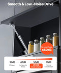 12V Linear Actuator, 8 Inch Stroke, High Speed 0.6 Inches Per Second, IP54, mounted in kitchen cabinet