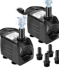 2-Pack 550GPH Submersible Pump 30W Ultra Quiet Fountain Water Pump 2000LPH with 7.2 Ft Lift and 3 Nozzles