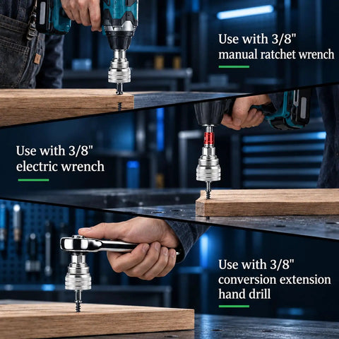 Heavy Duty Adjustable Universal Socket Wrench 3/8 Inch Drive Fits 10 To 19 Mm Fasteners with electric and ratchet tools.