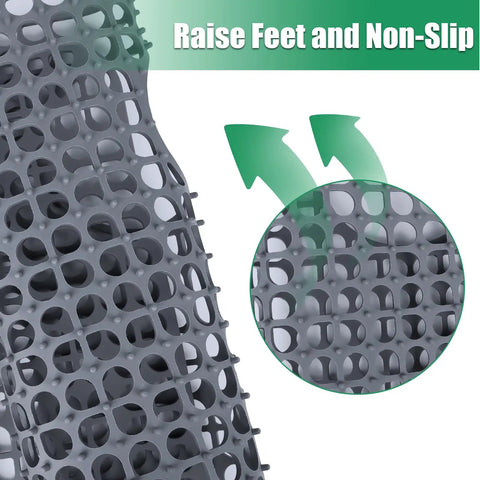 Close-up of Silicone Kitchen Sink Mat Protector for Stainless Steel Sinks 27.2 x 13.4 Inches with non-slip raised feet detail.