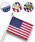 50 Pack Small American Flags On Sticks 4x6 Outdoor Flags for 4th of July Memorial Day Decor polyester UV resistant close-up