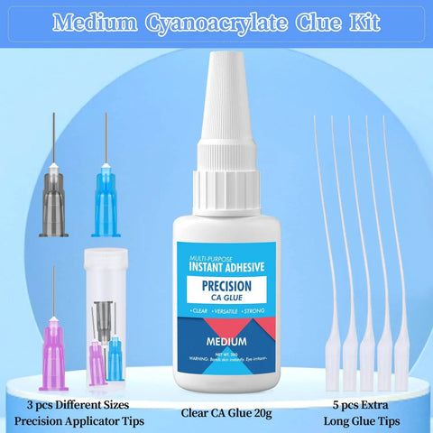 Pro Grade Medium CA Glue For Metal And Stone Quick Dry Adhesive With Microtip Applicators for jewelry making and repairs