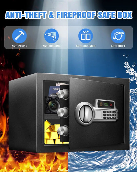 Steel Home Safe 1.5 Cu Ft With Fireproof Bag And Digital Electronic Keypad Security Safe Box for valuables and jewelry