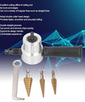 Double Head Nibbler Cutter With Cobalt Step Drill Bits, Aluminum Alloy Metal Cutting Attachment For Electric Drill with bits and handle