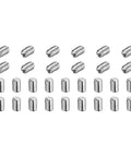 Image shows 120 Pcs M4-0.7 X 6mm Grub Screws 304 Stainless Cup Point Allen Head Screws with Internal Hex Socket Drive, lined up on a white background.